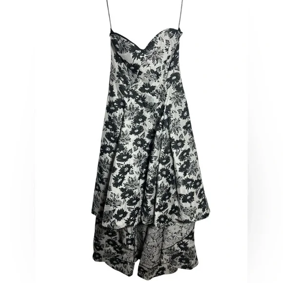 ZAC Zac Posen Black and White Floral High Low Dress - Picture 3 of 7